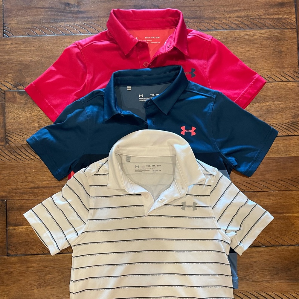 3 boys under armour polo golf shirts